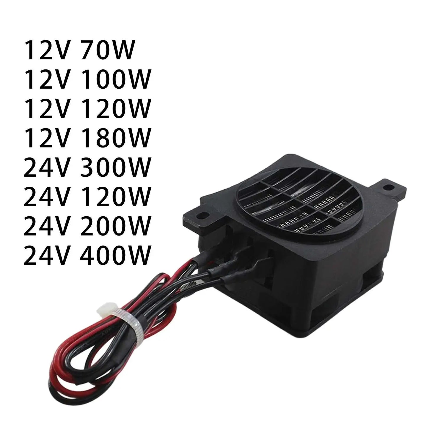 DC 12V 24V PTC Heating Element Adjustable Thermostat Overheat Protector Adjustable Mini Electric Heater Fan for Indoor Bedroom