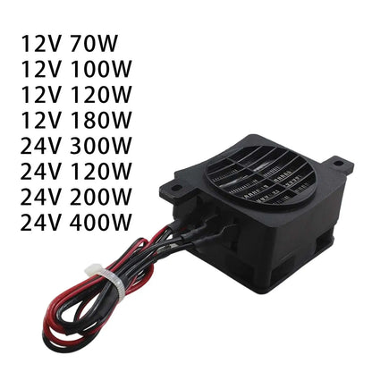 DC 12V 24V PTC Heating Element Adjustable Thermostat Overheat Protector Adjustable Mini Electric Heater Fan for Indoor Bedroom
