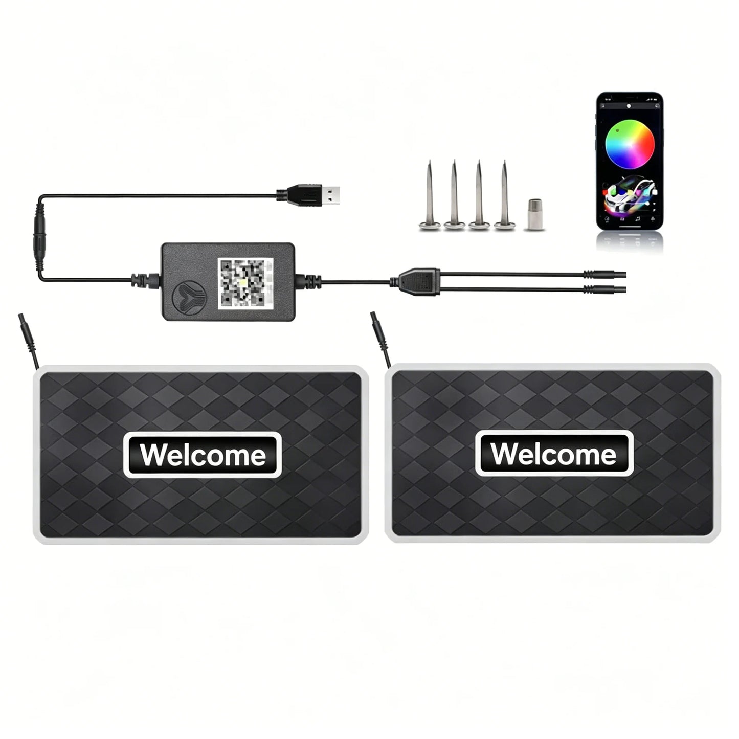 2/4 in 1 Car Floor Mat Ambient Light RGB LED Light App Control Customizable Interior Decorative Atmosphere Lamp Auto Accessories
