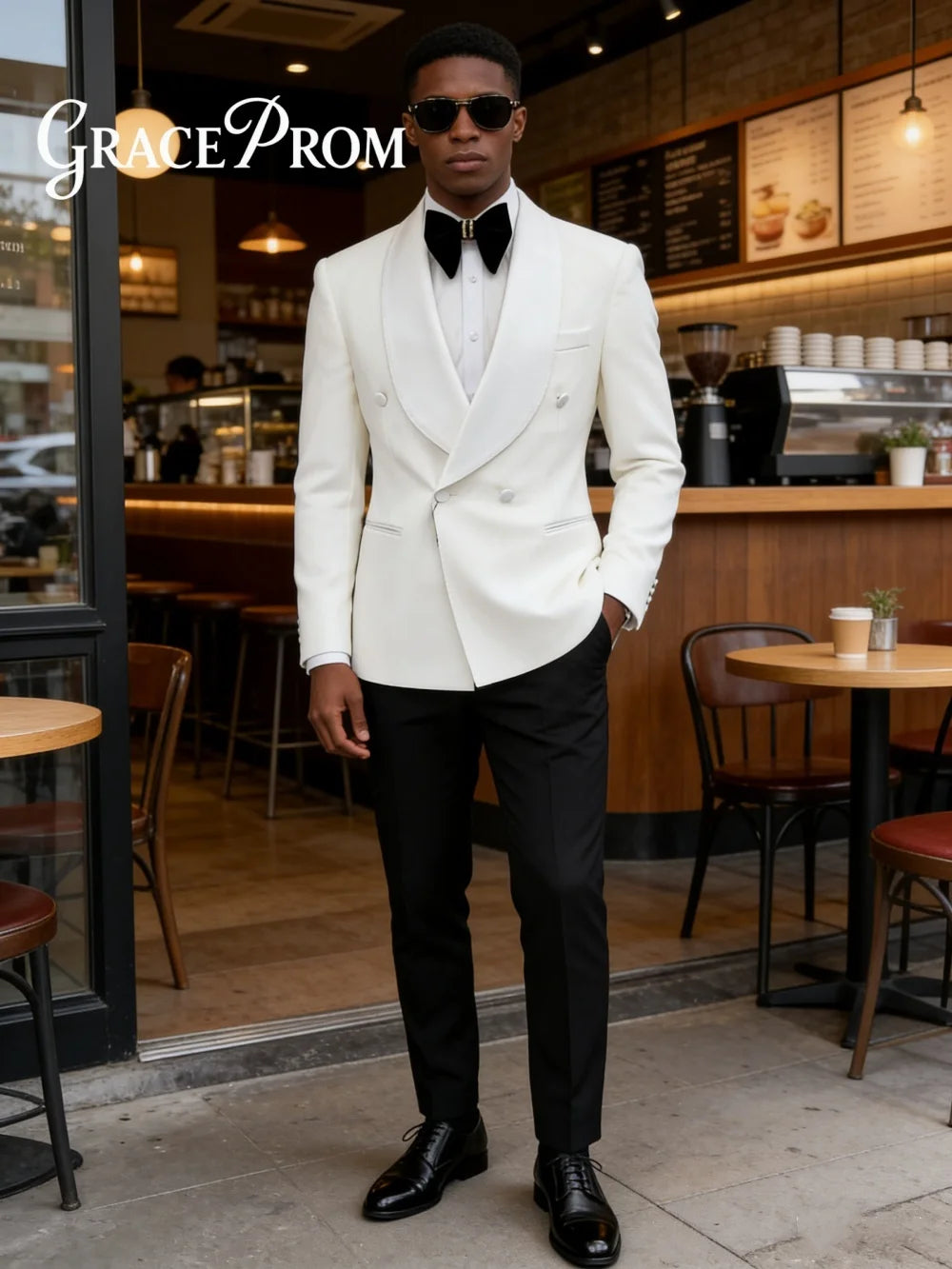 Formal Shawl Collar Men 2 Piece Set Classic Double Breasted Tuxedo Suit Fit Groom Groomsmen Classic Mens Office Suit Set