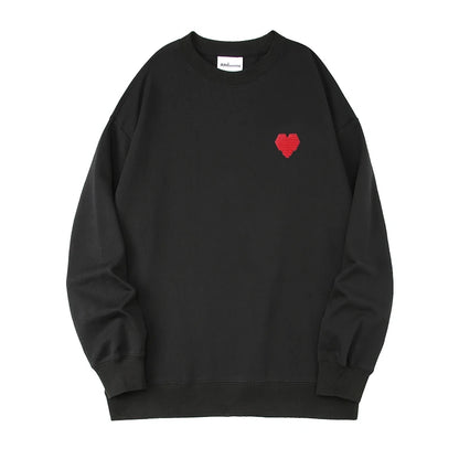 AMI AMORING2025 New Fashion Trend Brand Embroidered Love A Hoodie Women's Simple Couple's Wear Men's Loose Round Neck Pullover