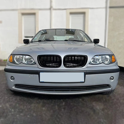 For BMW E46 2/4 Door  3 Series 2002 2003 2004 2005 318i 320i 325i 330i Grille Glossy Black Front Kidney Double Slat Grill Tuning