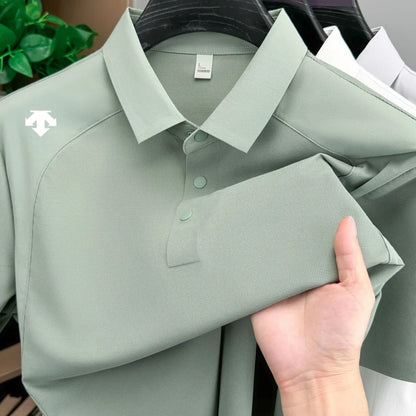men's new summer brand short sleeves seamless polo shirt lapel printing high quality patchwork t-shirt leisure sports men's wear