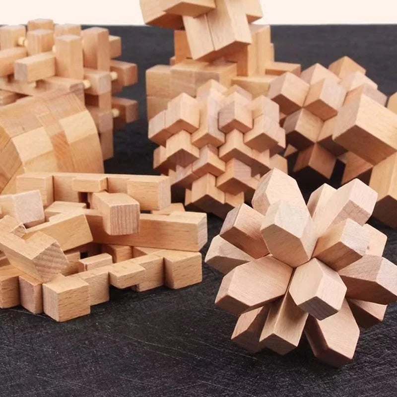 6PCS Set Wooden Brain Teaser Puzzles For Adults and Kids IQ Challenge LuBan Lock Difficult Assembly & Disentanglement Games