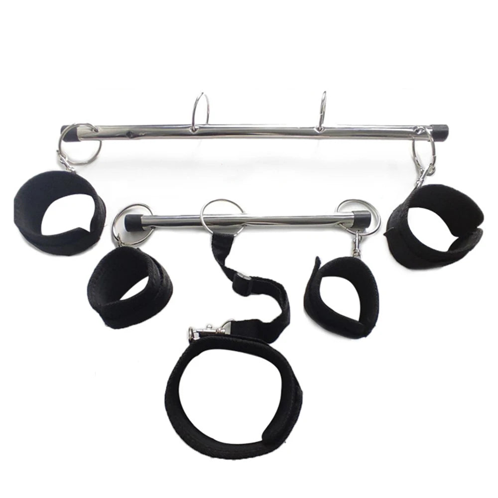 Sex Spreader Bar Adult Handcuff BDSM Leg Restraint Collar Neck Leash Couple SM Slave Erotic Games Steel Bar Spreader Sex Toy Kit