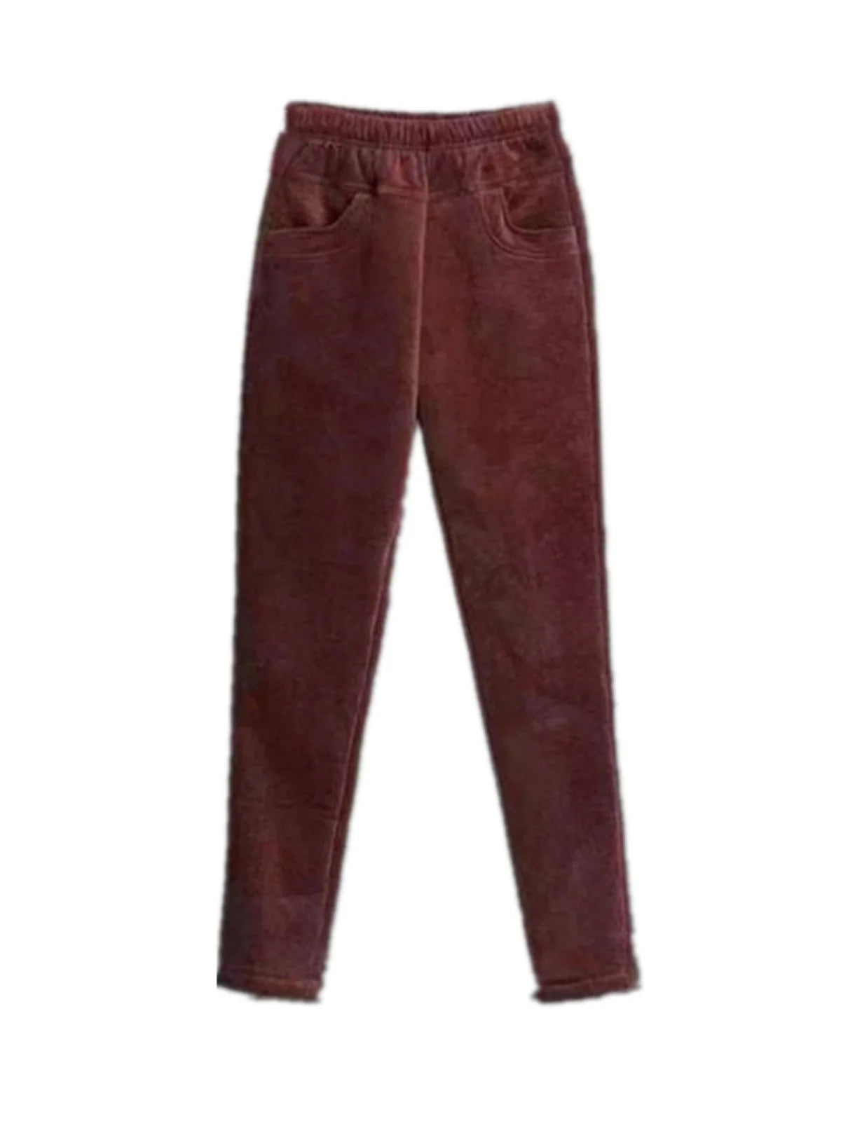 Thickened Fleece Corduroy Pants High Waist Harlan Style Winter 2024 New Women's Casual Trousers Elastic Waist Pocket Detail