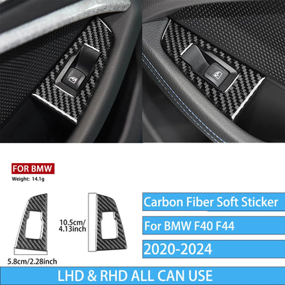 Real Carbon Fiber Car Accessories Black Trim Cover Soft Sticker For BMW 1/2 Series F40 F44 2020 2021 2022 2023 2024