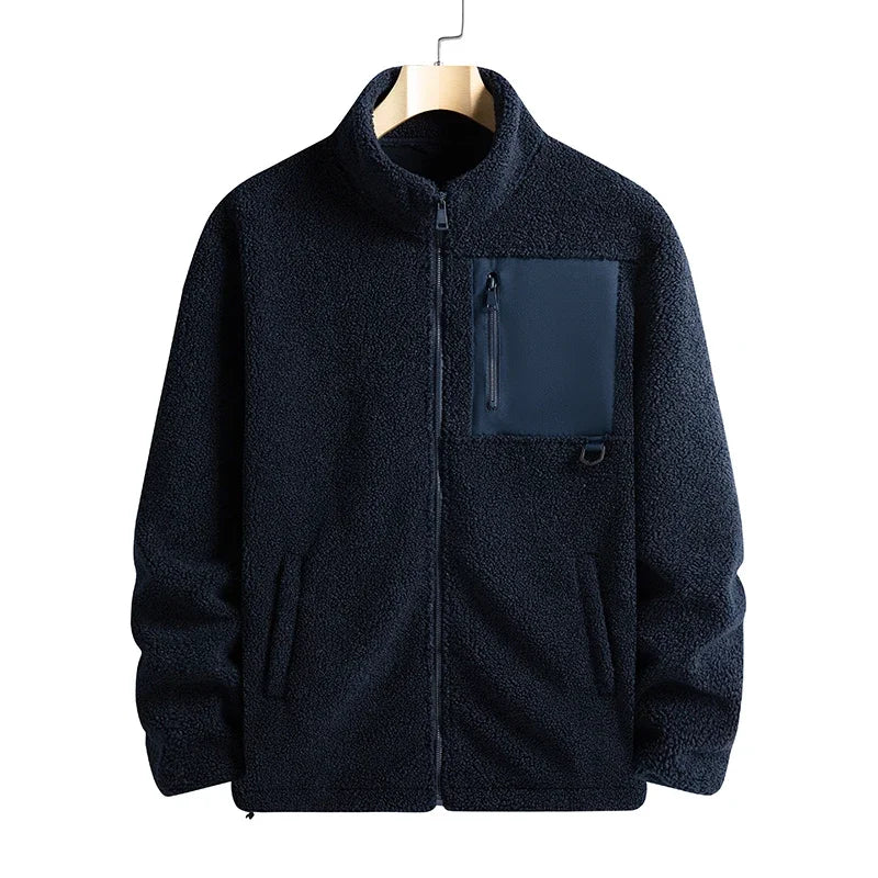 Men's Thicken Polar Fleece Jacket Autumn Winter Versatile Warm Sports Coat Men Outdoor Stand Up Collar Casual Loose Couple Coats