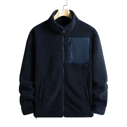 Men's Thicken Polar Fleece Jacket Autumn Winter Versatile Warm Sports Coat Men Outdoor Stand Up Collar Casual Loose Couple Coats