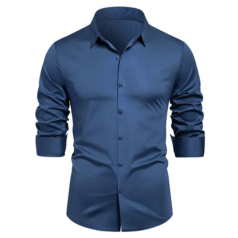 2025 Men's High Quality Shirt Solid Color Fashion Business Leisure Social Dress Ball Shirt Men's Formal Dress Slimming Shirt