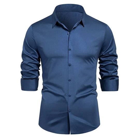 2025 Men's High Quality Shirt Solid Color Fashion Business Leisure Social Dress Ball Shirt Men's Formal Dress Slimming Shirt