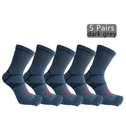 1/5 Pairs Athletic Sport Socks Toe Fitness Compression Sweat-Absorbing Bicycle Outdoor Hiking Five Finger Short Socks 4 Seasons