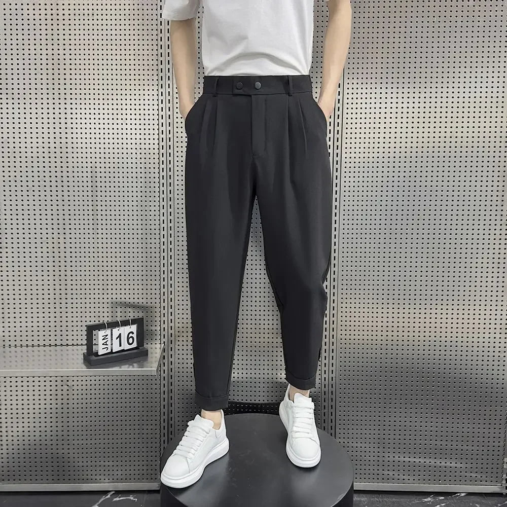 Baggy Trousers for Men Elastic Khaki Man Suits Pants Stretch Spring Clothes Slacks High Quality Fashion Tailoring Summer 2025 Up