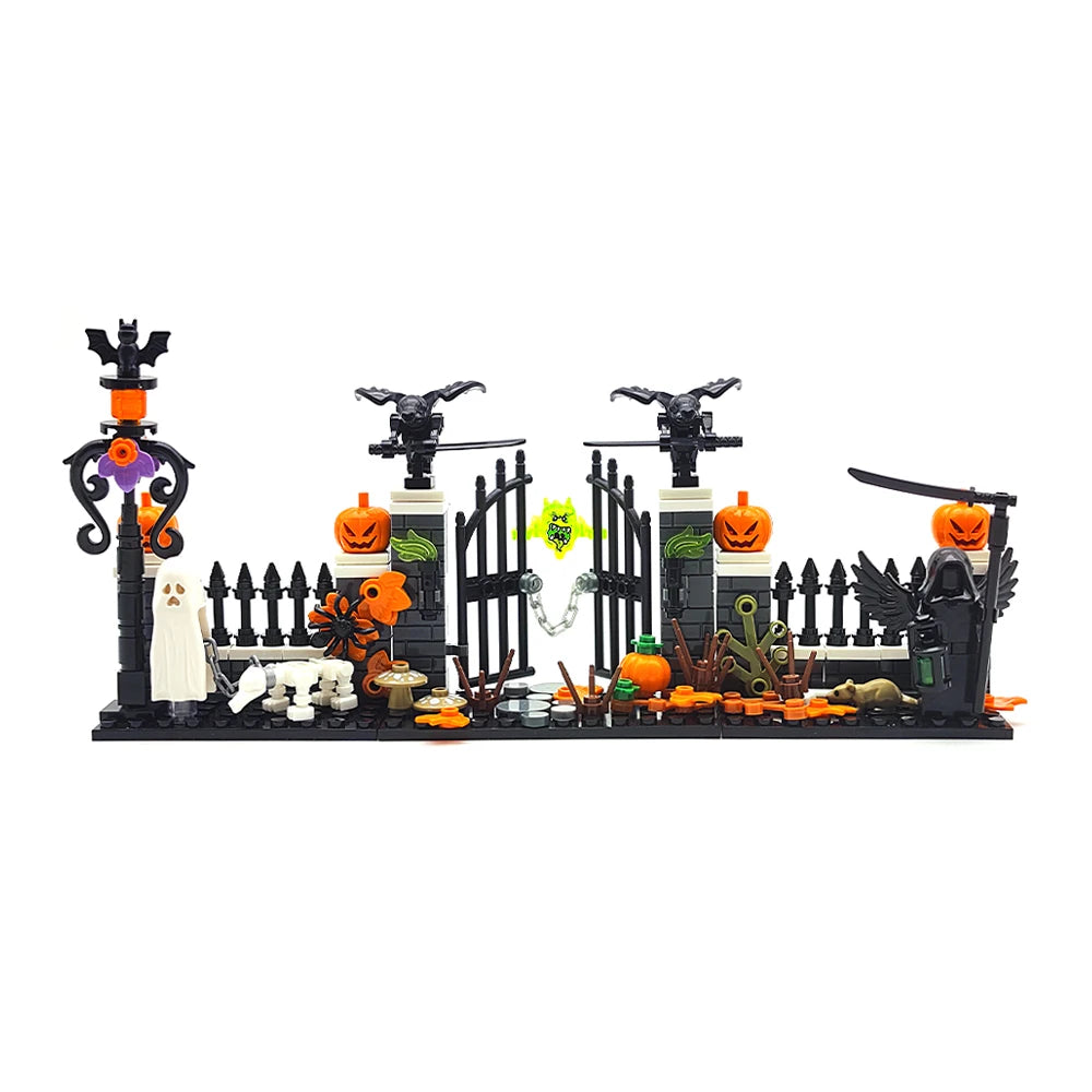 MOC Halloween Haunted House Building Block Toy Set DIY Assembly Horror Cemetery Scene Building Combination Party Decoration Gift