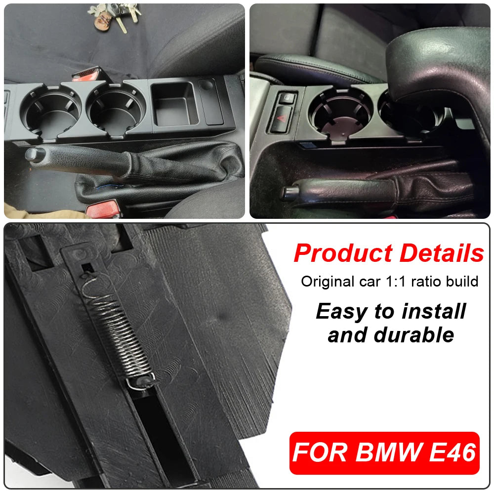 New Double Hole Car Styling Front Center Console Storage Box Coin + Cup Holder For BMW E46 Series 1999-2006 51168217953