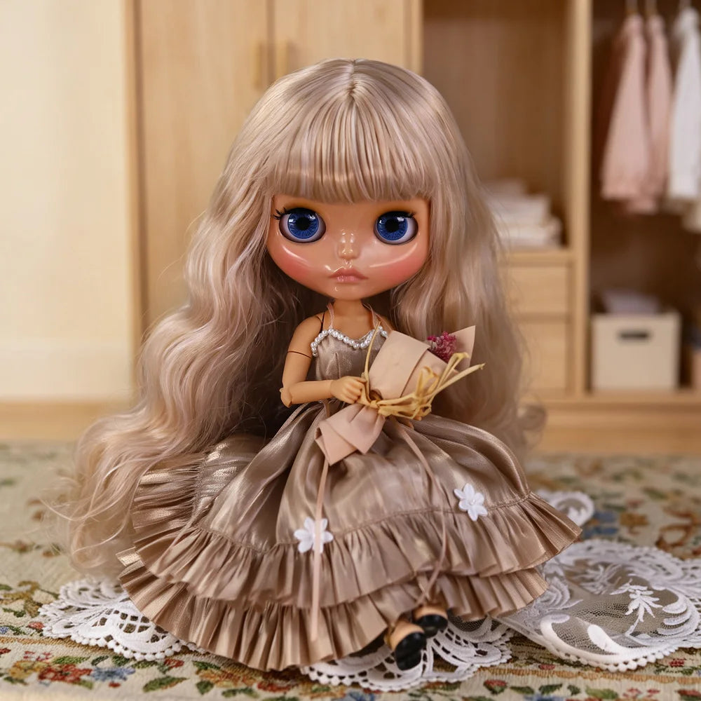ICY DBS Blyth Doll 1/6 Joint 30cm tan Skin Glossy Face Female Set Doll BJD Toy Gift