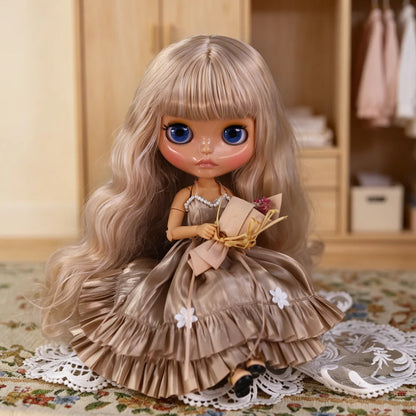 ICY DBS Blyth Doll 1/6 Joint 30cm tan Skin Glossy Face Female Set Doll BJD Toy Gift