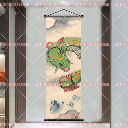 Pokémon Anime Poster Art Scroll Painting Rayquaza Pikachu Entei Squirtle Bulbasaur Gengar Snorlax Friends Children Holiday Gift
