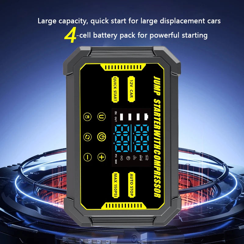 Car Jump Starter 1500A Power Bank 150PSI Pump Air Compressor Emergency Battery Booster Power Bank Start