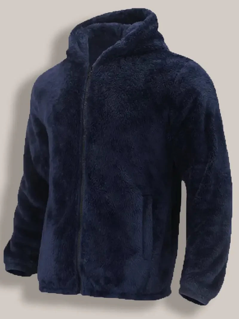 Men's Coral Fleece Jacket Hoodie Thickened Autumn Winter Warm Zipper Hooded New Arrival Comfortable Sweatshirt