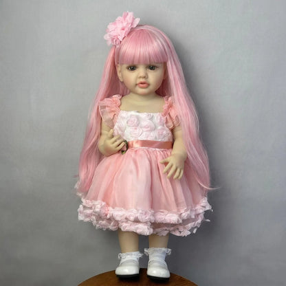 Lifelike Betty Reborn Baby Doll 55CM NPK Full Body Waterproof Pink Hair Princess Toddler Realistic Touch