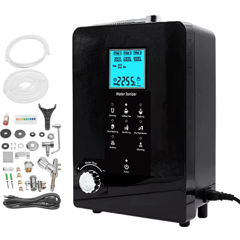 Alkaline Water Ionizer Generator Machine Produces pH 3.2-10.7 Alkaline Acid Water -650mV ORP Auto-Cleaning Filtration System