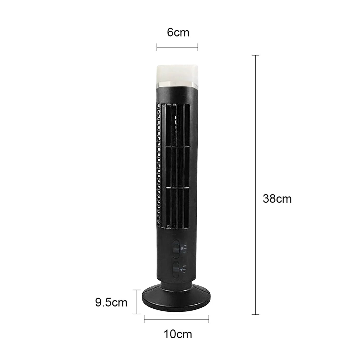 2026 New Upgrade Mini Tower Fan 3W Vertical Air Conditioning Fan Bladeless With Light USB Plug-in Or Battery Powered 2-speed For