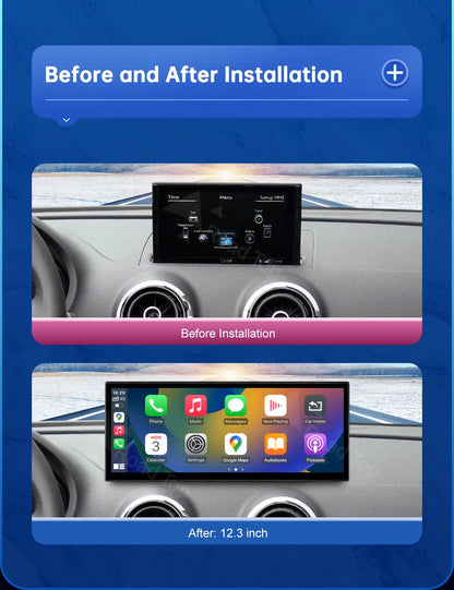 CN Road Top 12.3 Inch Touch Display For Audi A3 S3 2014-2019 Multimedia Player Andriod Auto Link GPS Carplay Screen Car Play