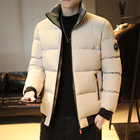 Winter Casual Jacket Men Stand Collar Warm Down Jacket Men Winter Thickened Collar Warmth Jacket Men Street Fashion Casual Coats
