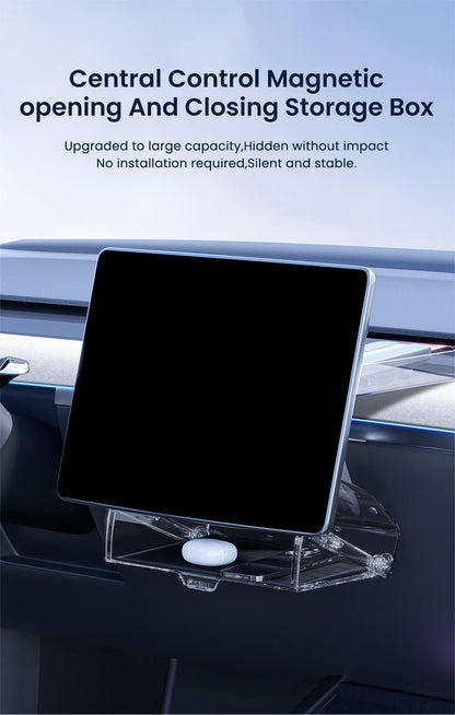 YZ For New Tesla Highland Model 3/Y/YL Juniper Tray Magnetic Under Screen Fold Storage Box ETC Screen Storage Box