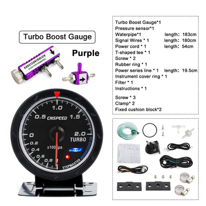 CNSPEED 60MM Car Turbo Boost gauge + Adjustable Turbo Boost Controller Kit 1-30 PSI IN-CABIN Car Gauge Car Meter