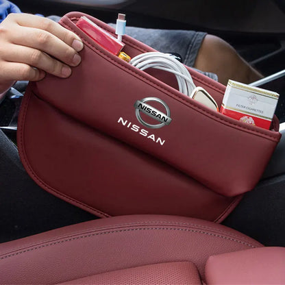 Car Organizer Box Leather Crevice Gap Storage Bag For Nissan 350z 370z altima Armada Frontier Kicks Leaf nismo pulsar Qashqai