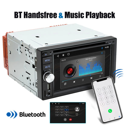 6.2" Double 2 DIN Car Stereo Radio CD DVD Player Apple Carplay & Android Auto FM/RDS HD Touch Screen Bluetooth USB TF+MIC&Camera