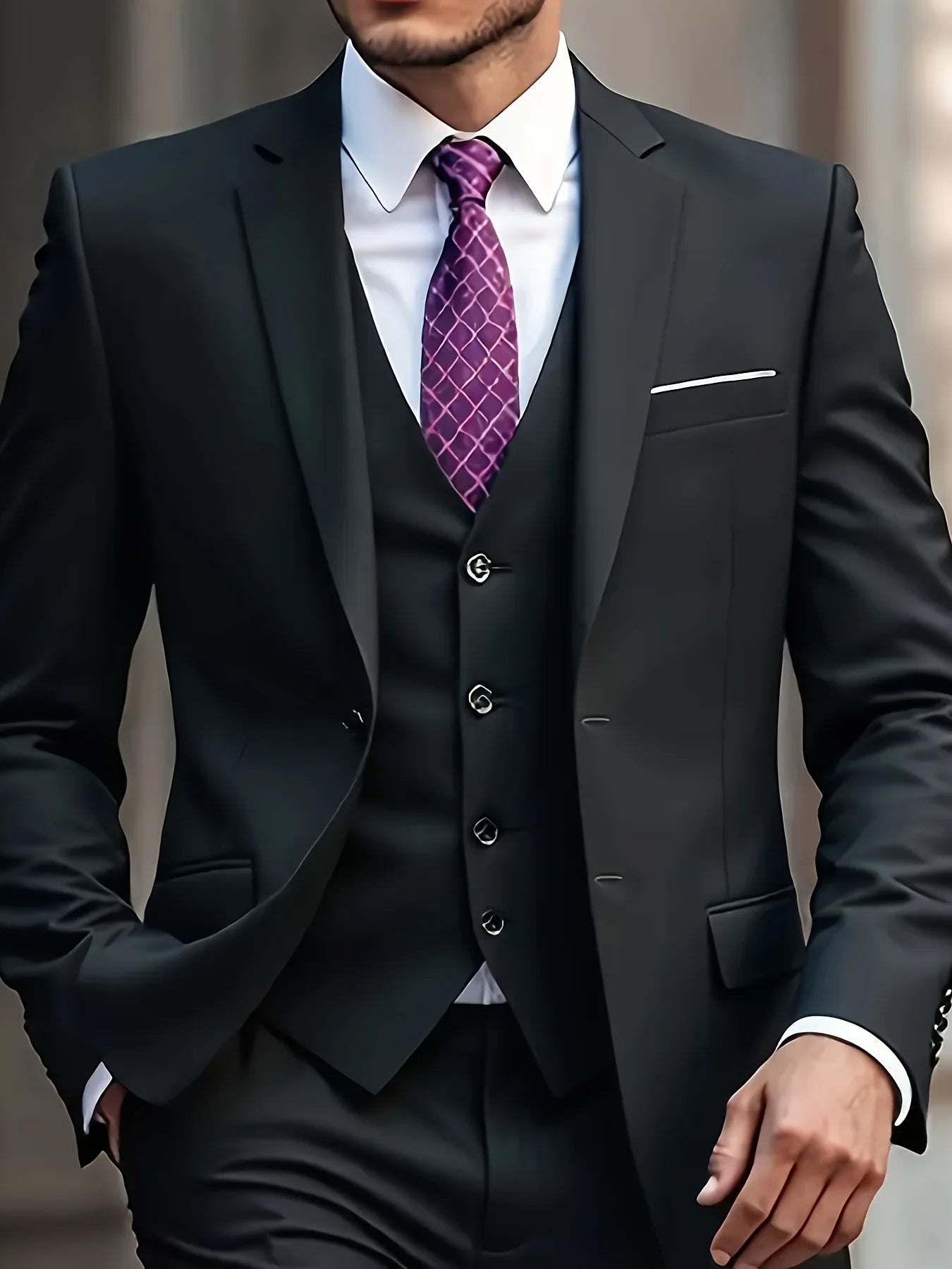 Men's Navy Blue Slim Fit Blazer,Single-Breasted Business Suit Jacket,Formal Wedding & Office Wear (Blazer Only, No Vest)