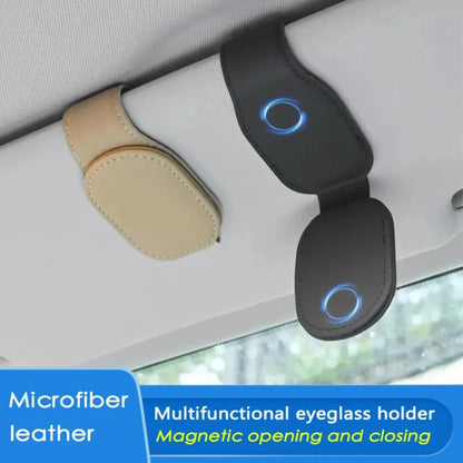Magnetic Leather Eyeglass Hanger Clip Universal Car Sunglasses Holder Magnetic Eyeglass Hanger Clip For Cars Ticket Card Clip