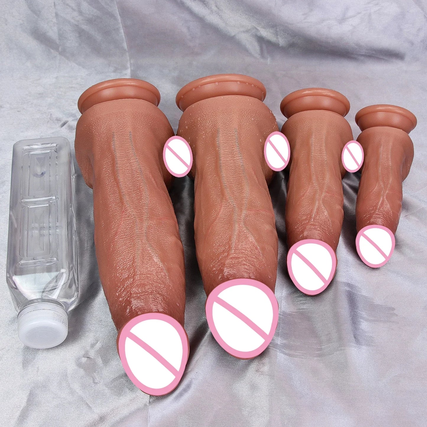 4 Sizes Realistic XXL Thick Penis Soft Silicone Dildo Male Genitals Vaginal Masturbation Suction Cup Dick Woman Anal Sex Toys
