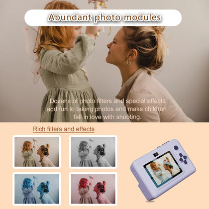 kids instants camera with 32GB memory card&color pencil, dual cameras, flashlight, the perfect gift for boys and girls.