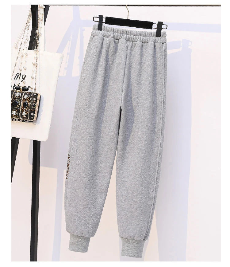 Thickened Fleece Cotton Harlan Pants Women's Casual Sports Sweatpants High Waist Elastic Bottom Leisure Trousers for All Seasons