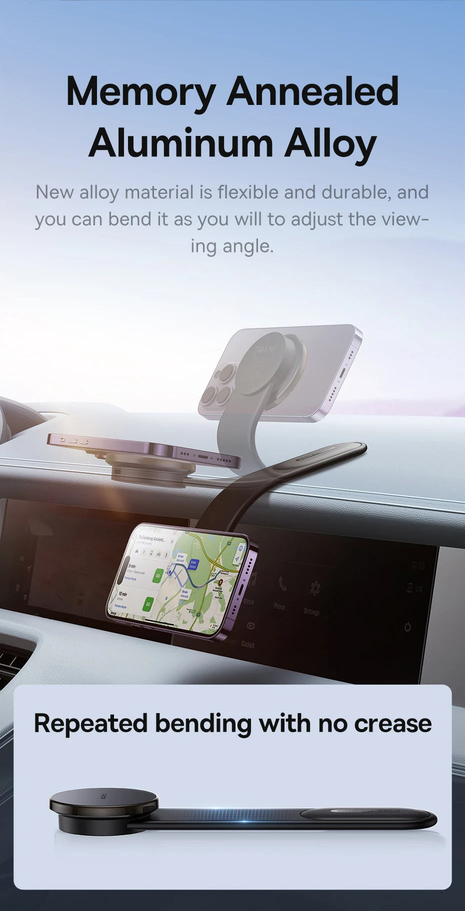 Baseus Magnetic Car Phone Holder 15W Wireless Charger Bendable Car Phone Mount for iPhone 12-17 Stand Dashboard Center Console