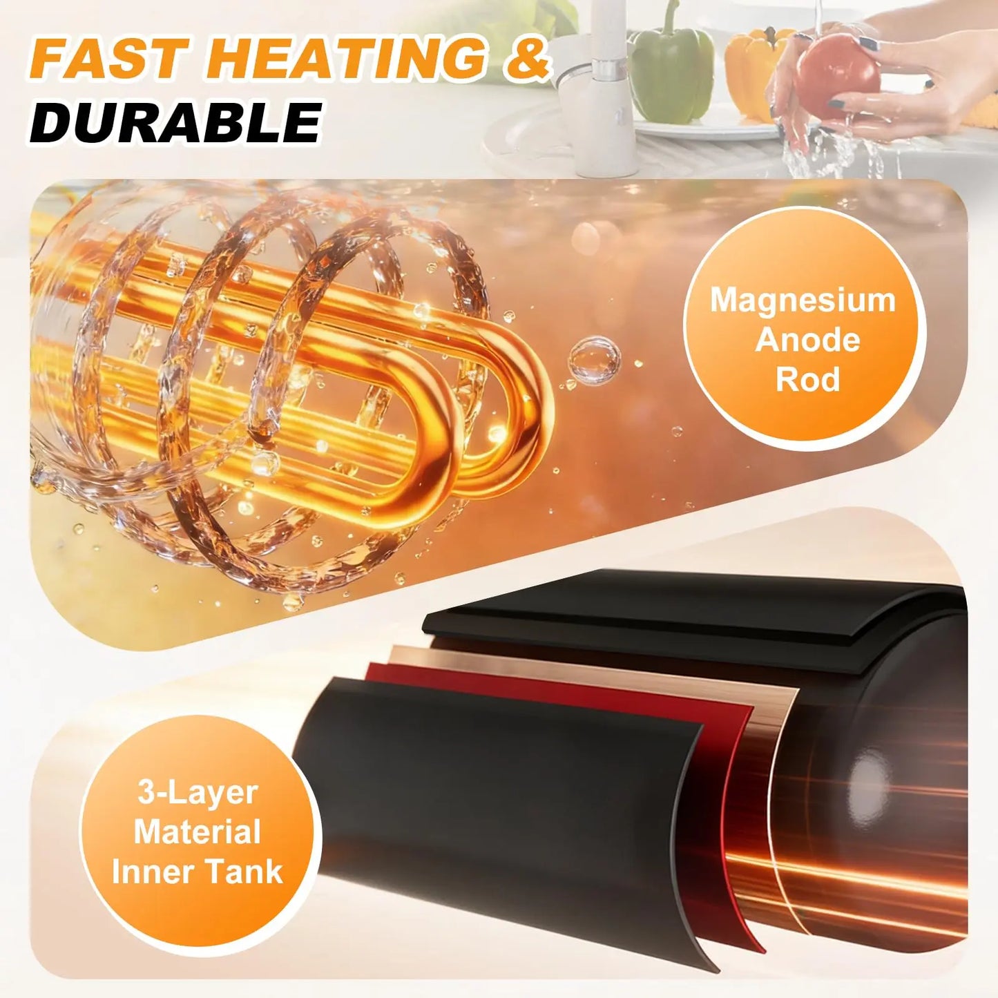 6L/1.6 Gallon Mini Tank Water Heater Electric, 1500W Under Sink Hot Water for Point of Use, 110V Instant Hot Water Heater for Kichen Bathroom Restaurant, Wall or Floor Mounted