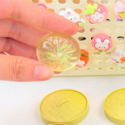 1-10Pcs Glitter Dumpling Squishy Blind Box, Maltose Slow Rebound Toy, Hidden Design Bun with Steamer, Sensory Stress Relief Gift