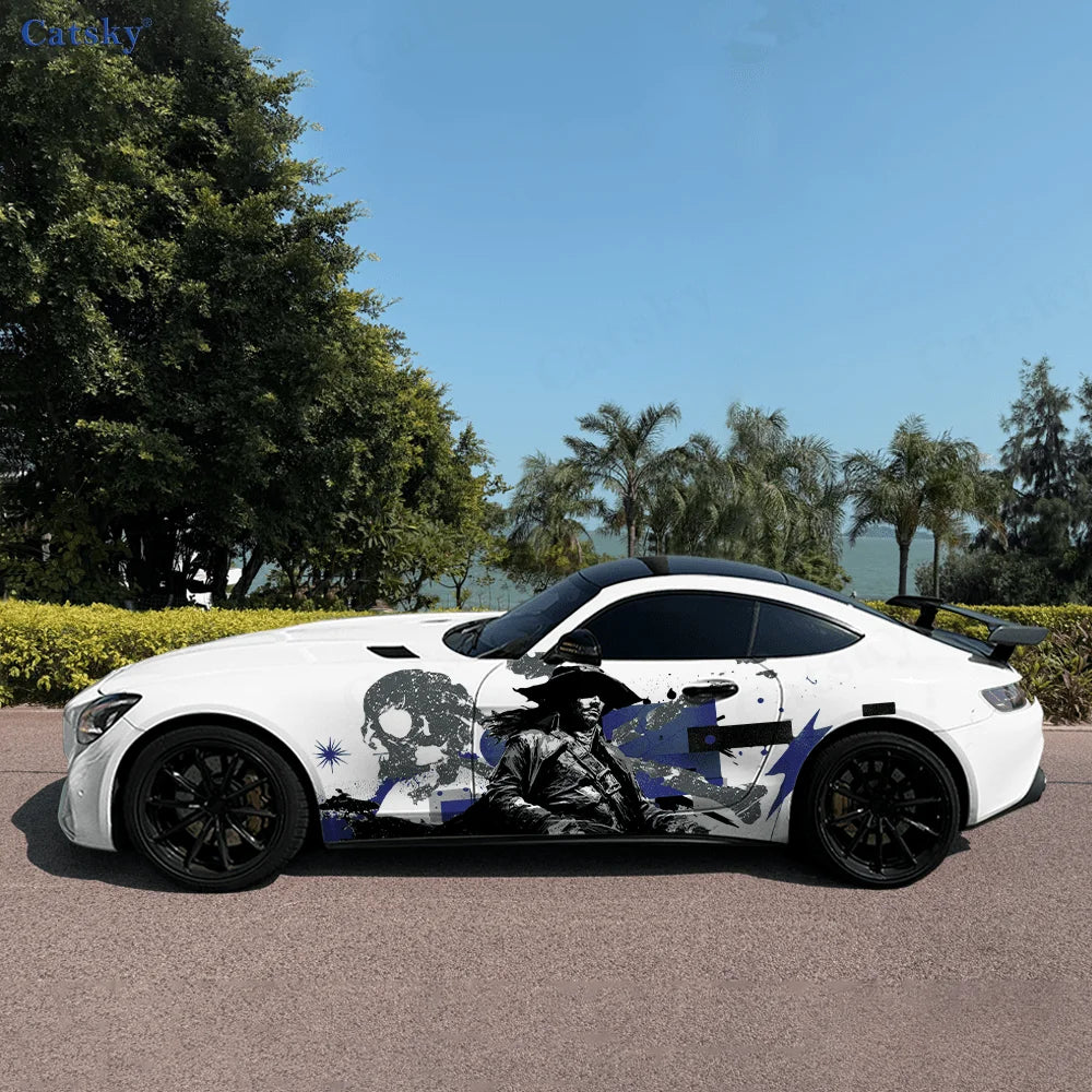 Skeleton Cape Hat Silhouette Car Vinyl Wraps Decal Self-adhesive PVC Sticker Suitable for Trucks SUV Decor Auto Accessories Gift