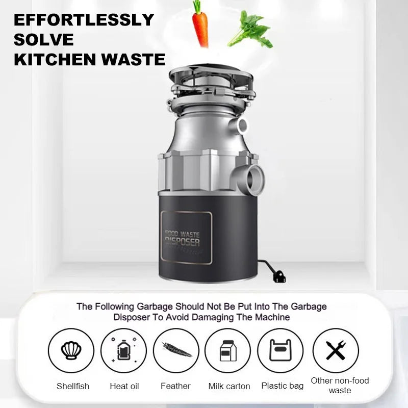 Turbocharged Food Waste Disposer 560W Kitchen Garbage Grinder Bladeless Dishwasher For Anti Blockage Anti Odor For Home Sink