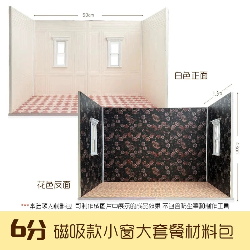 1/6 DIY Dollhouse Material Package Set Doll House Model Furniture Accessories Bjd Ob11 Blyth Soldier Lol Background Miniatures