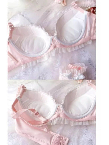 YUQI Sexy Japanese Sweet Bra Set G Cup Large Cup Women's Underwire Heavy Lace Thin Cup Comfort Pure & Sensual Lingerie  push up