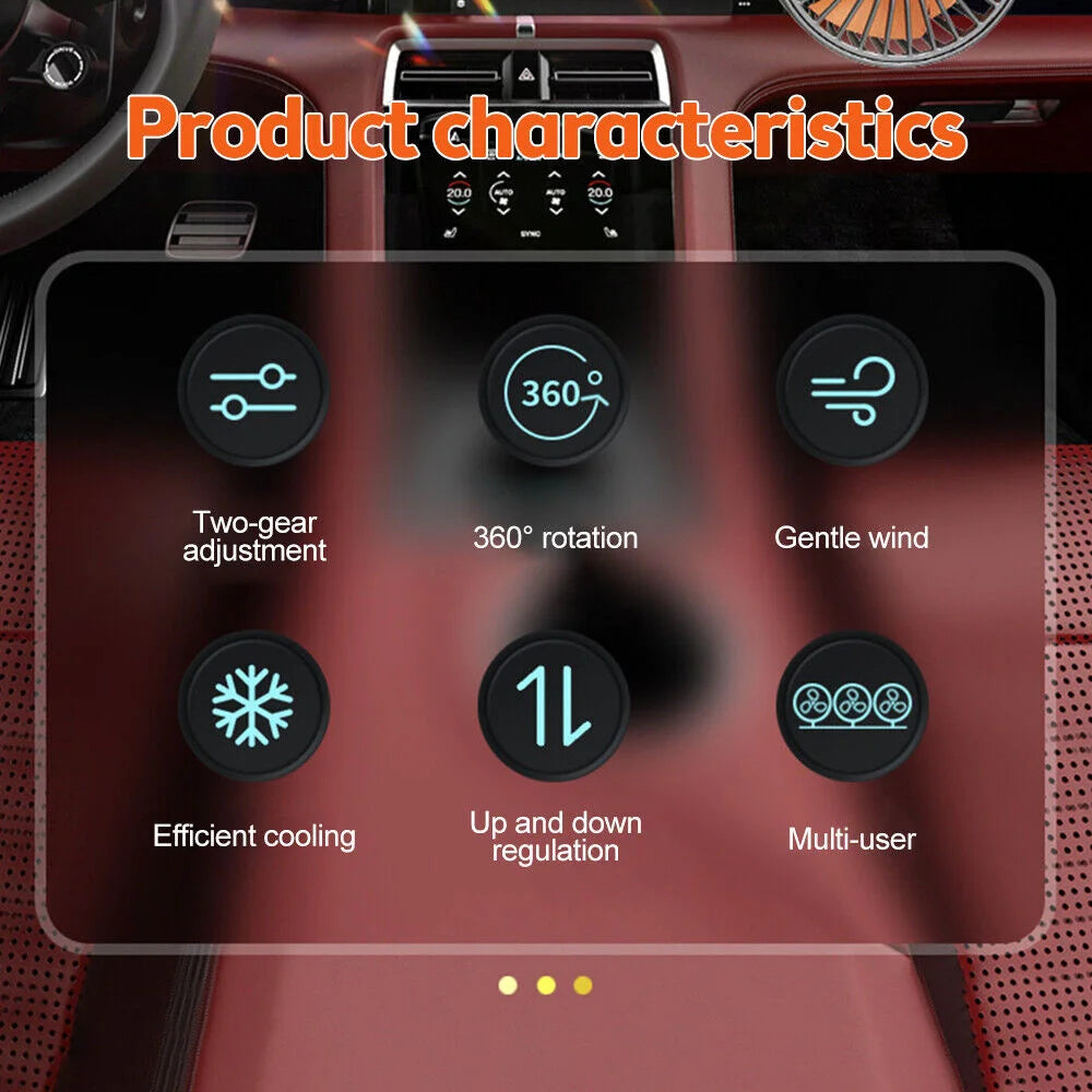 12v Automotive fan Car Fan 24v 360° Adjustable 3 Head Air Fan Low Noise Multifunctional Temporary Parking Card Auto Vehicles fan