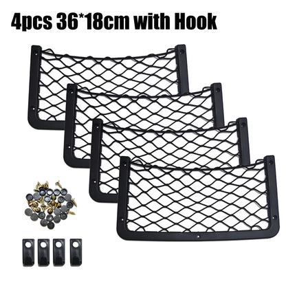 Black Multi Size Car Organizer Net Pocket Car Net Bag Phone Holder Rack Storage Mesh For Car Caravan Motorhome 42x21cm 36x18cm