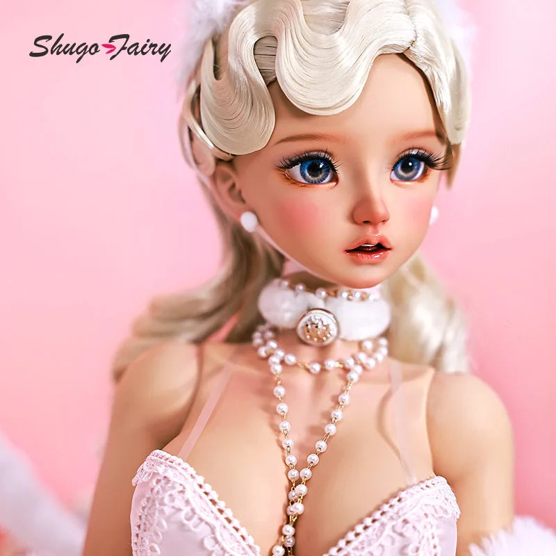 BJD Nata Vintage Collection Toy for Girl Pink SecExamen Lace, Goddess Toy for Girl Attractive Home Gown, 1/3 BJD Full Set