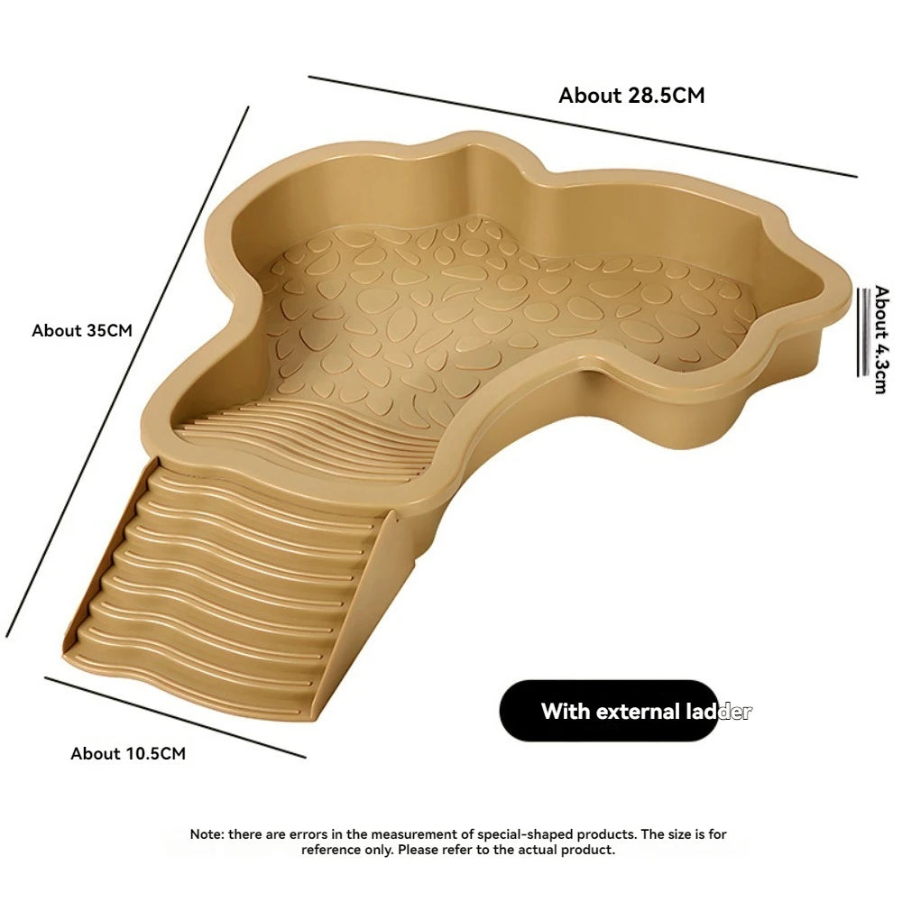 Turtles Bathing Pool Water Bowl with Slip Proof 35x28.50cm Friendly Habitat with Steps for Reptiles Resting and Soaking