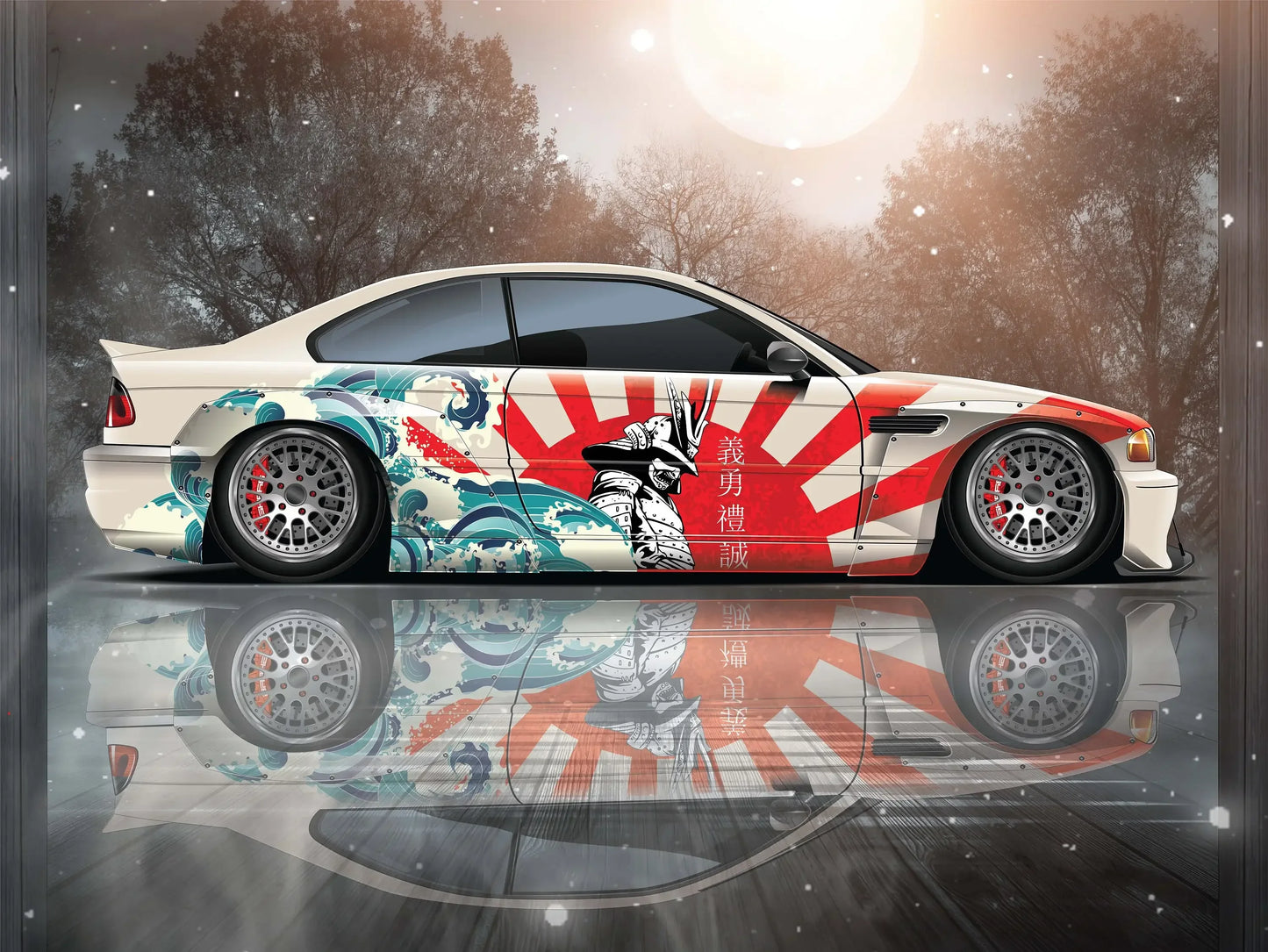 Samurai Car Wrap, Japanese Vehicle Livery, Cast Vinyl Wrap, Universal Size Samurai Anime Car Sticker Car Decoration